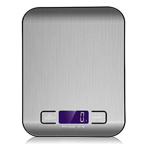Sonolife - Báscula Digital para Cocina de Acero Inoxidable, 5kg / 11 lbs, Balanza de Alimentos Multifuncional