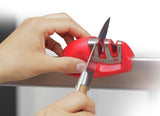 Kitchen IQ 50883 Afilador de Cuchillo Manual de 2 etapas, Rojo
