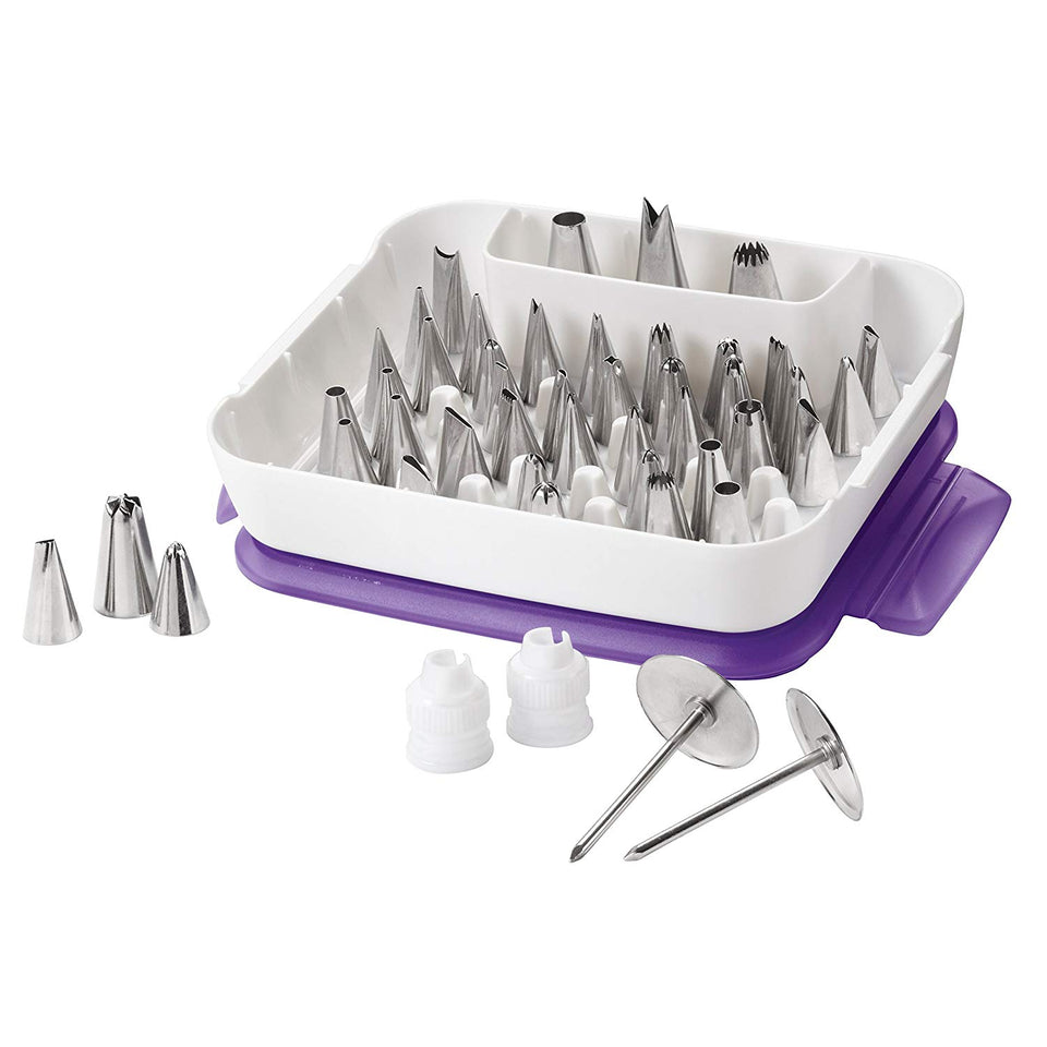 Wilton, Set de boquillas para manga pastelera, plástico y acero, blanco, 60 piezas