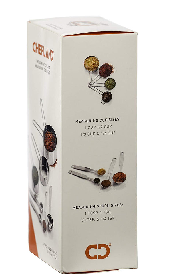ChefLand Juego de 8 piezas de lujo de acero inoxidable taza de medición y cuchara dosificadora