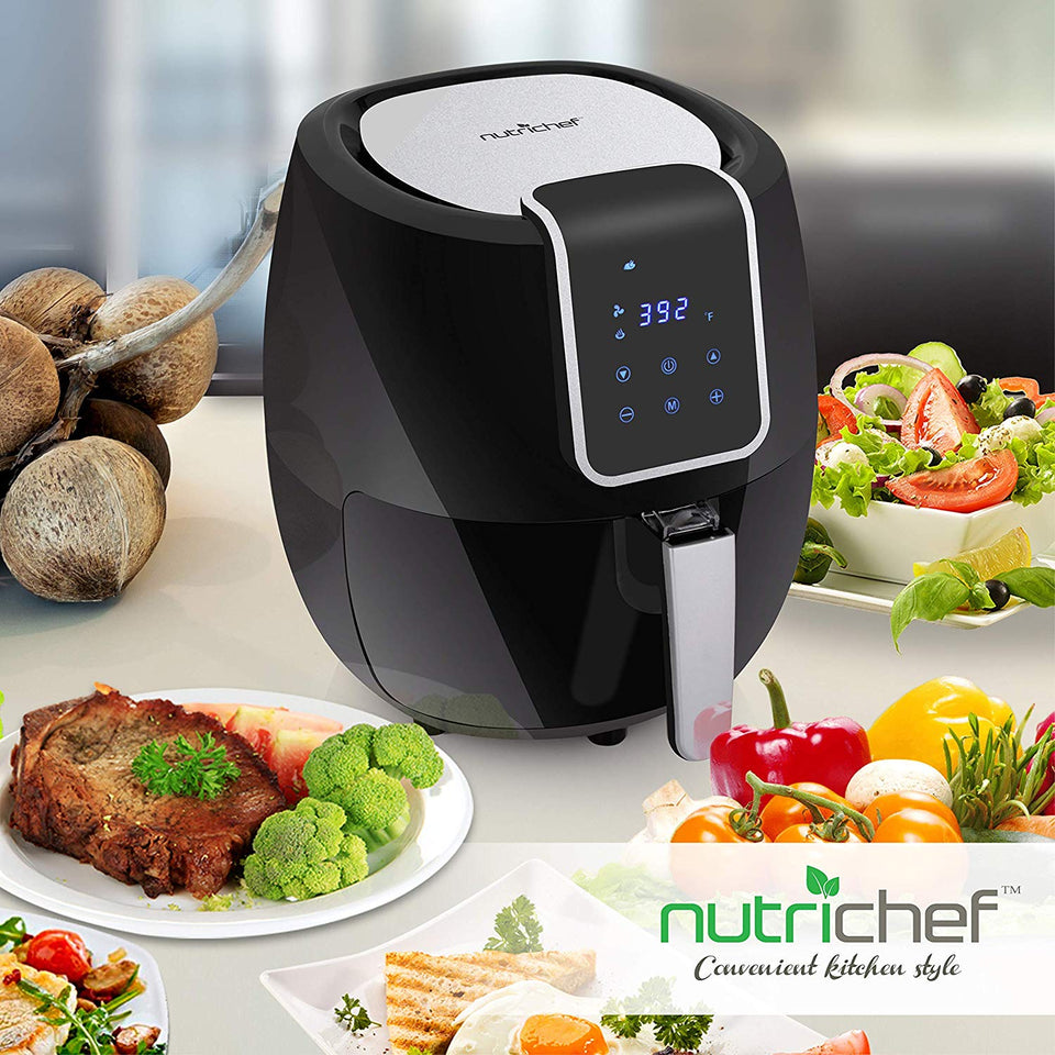 Freidora de aire digital – Cesta eléctrica sin aceite para cocina con freír antiadherente, 5,3 l de capacidad