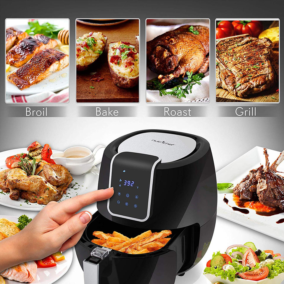 Freidora de aire digital – Cesta eléctrica sin aceite para cocina con freír antiadherente, 5,3 l de capacidad